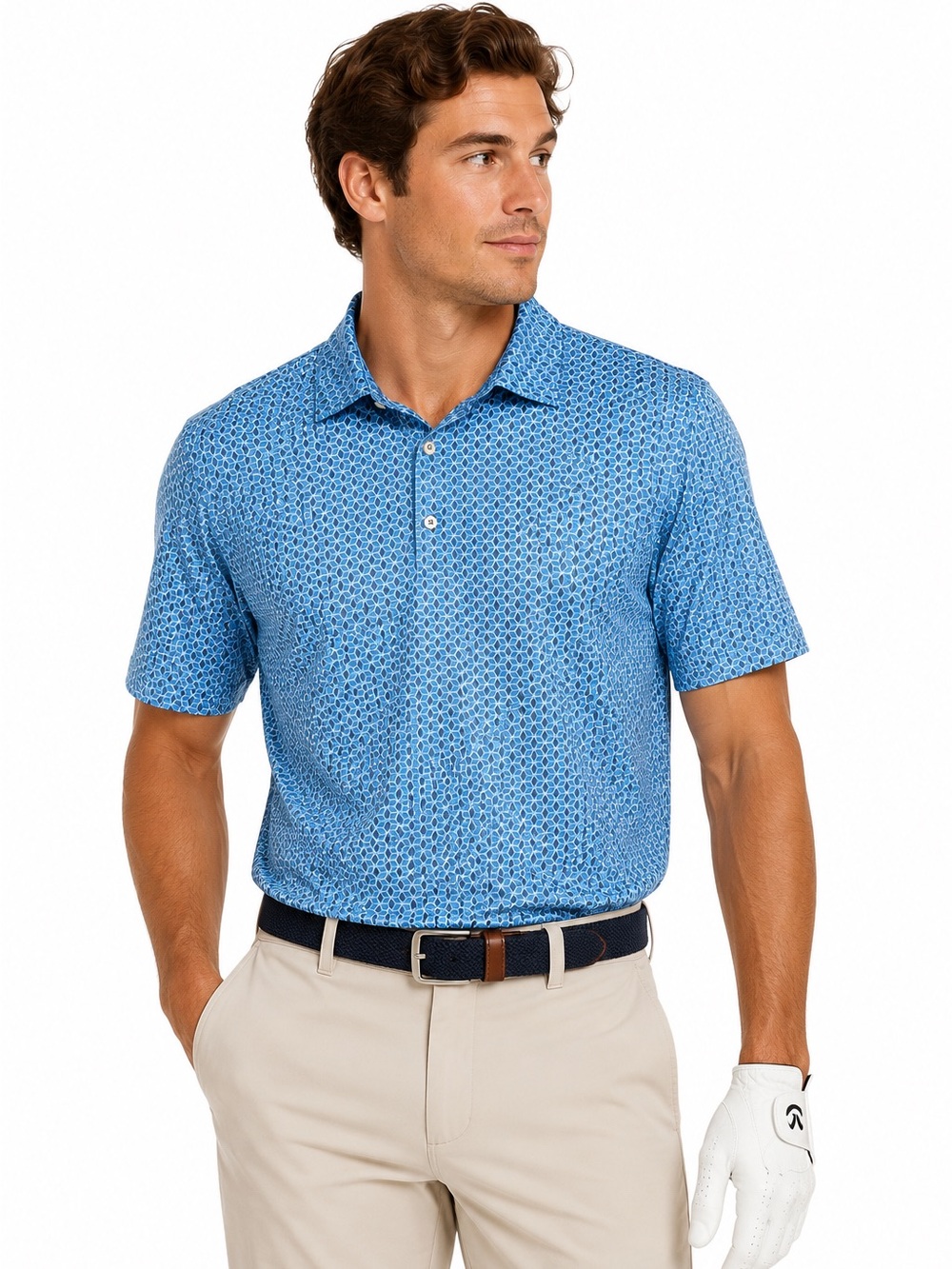 NWT Bermuda Sands Geometric Golf Polo Embroidered LC Country Club Logo